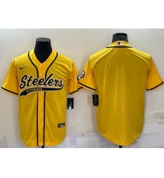 Men PITTSBURGH STEELERS Team Big Logo With Patch Cool Base Stitched Baseball Jersey