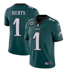 Men's Eagles 2022 #1 Jalen Hurts Green With 2-star C Patch Vapor Untouchable Limited Stitched NFL Jersey