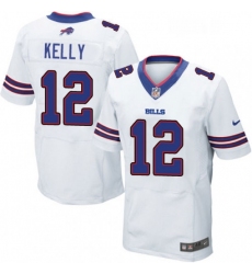 Mens Nike Buffalo Bills 12 Jim Kelly Elite White NFL Jersey