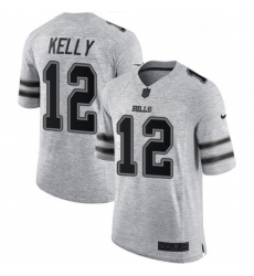 Mens Nike Buffalo Bills 12 Jim Kelly Limited Gray Gridiron II NFL Jersey