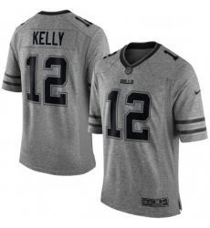 Mens Nike Buffalo Bills 12 Jim Kelly Limited Gray Gridiron NFL Jersey