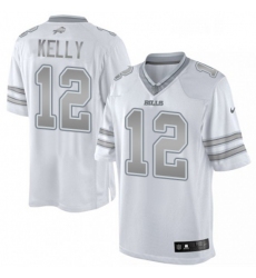 Mens Nike Buffalo Bills 12 Jim Kelly Limited White Platinum NFL Jersey