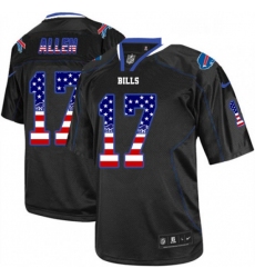 Mens Nike Buffalo Bills 17 Josh Allen Elite Black USA Flag Fashion NFL Jersey