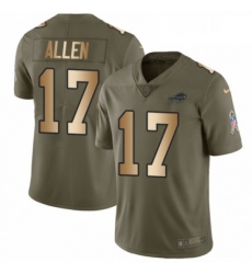 Mens Nike Buffalo Bills 17 Josh Allen Limited Olive Gold 2017 Salute to Service NFL Jersey