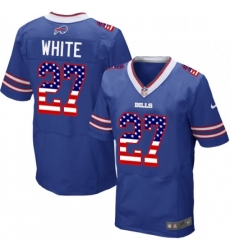 Mens Nike Buffalo Bills 27 TreDavious White Elite Royal Blue Home USA Flag Fashion NFL Jersey