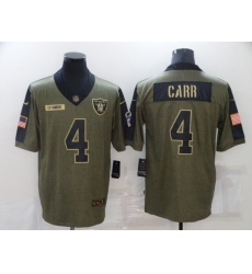 Men's Oakland Raiders #4 Derek Carr Nike Olive 2021 Salute To Service Limited Jersey