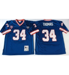 Mitchell And Ness Bills #34 thurman thomas BLUE Throwback Stitched NFL Jersey
