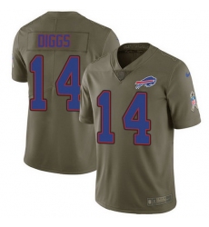 Nike Bills 14 Stefon Diggs Olive Men Stitched NFL Limited 2017 Salute To Service Jersey