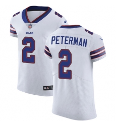 Nike Bills #2 Nathan Peterman White Mens Stitched NFL Vapor Untouchable Elite Jersey