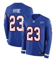 Nike Bills 23 Micah Hyde Royal Blue Team Color Men s Stitched NFL Limited Therma Long Sleeve Jersey