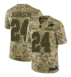 Nike Bills #24 Taron Johnson Camo Mens Stitched NFL Limited 2018 Salute To Service Jersey