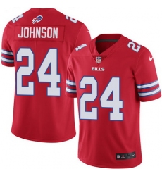 Nike Bills #24 Taron Johnson Red Mens Stitched NFL Limited Rush Jersey