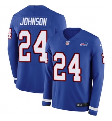 Nike Bills 24 Taron Johnson Royal Blue Team Color Men s Stitched NFL Limited Therma Long Sleeve Jersey