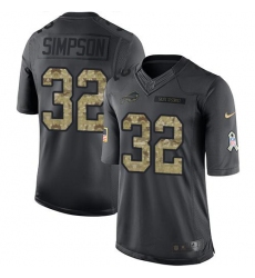 Nike Bills #32 O J Simpson Black Mens Stitched NFL Limited 2016 Salute To Service Jersey