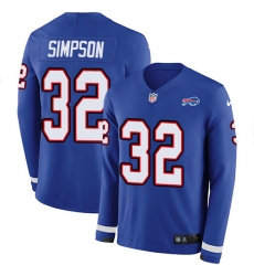 Nike Bills 32 O. J. Simpson Royal Blue Team Color Men s Stitched NFL Limited Therma Long Sleeve Jersey