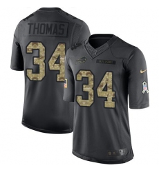 Nike Bills #34 Thurman Thomas Black Mens Stitched NFL Limited 2016 Salute To Service Jersey