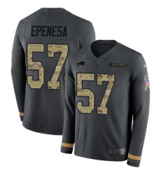 Nike Bills 57 A J  Epenesas Anthracite Salute to Service Men Stitched NFL Limited Therma Long Sleeve Jersey