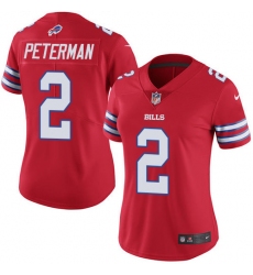 Nike Bills #2 Nathan Peterman Red Womens Stitched NFL Limited Rush Jersey