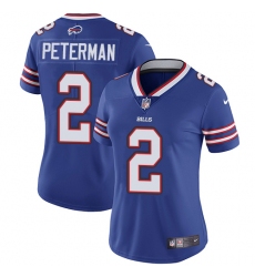 Nike Bills #2 Nathan Peterman Royal Blue Team Color Womens Stitched NFL Vapor Untouchable Limited Jersey