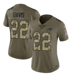 Nike Bills #22 Vontae Davis Olive Camo Womens Stitched NFL Limited 2017 Salute to Service Jersey