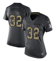 Nike Bills #32 O J Simpson Black Womens Stitched NFL Limited 2016 Salute to Service Jersey