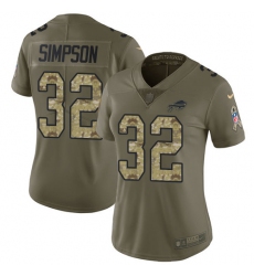 Nike Bills #32 O J Simpson White Olive Camo Womens Stitched NFL Limited 2017 Salute to Service Jersey