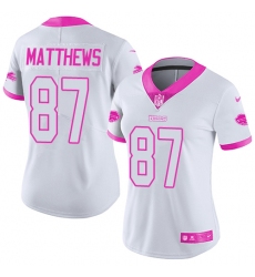 Nike Bills #87 Jordan Matthews White Pink Womens Stitched NFL Limited Rush Fashion Jersey