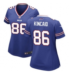 Women Buffalo Bills 86 Dalton Kincaid Blue 2023 Draft Stitched Game Jersey