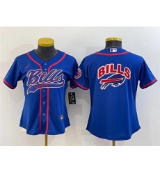 Women Buffalo Bills Royal Team Big Logo With Patch Cool Base Stitched Baseball Jersey