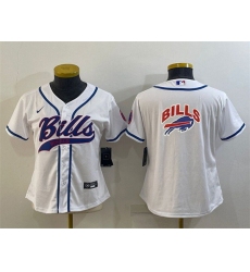 Women Buffalo Bills White Team Big Logo With Patch Cool Base Stitched Baseball Jersey