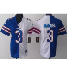 Women Nike Buffalo Bills 3 EJ Manuel Blue White Split Jerseys