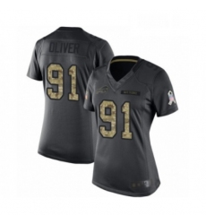 Womens Buffalo Bills 91 Ed Oliver Limited Black 2016 Salute to Service Football Jersey