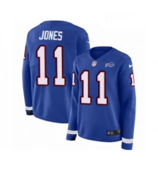 Womens Nike Buffalo Bills 11 Zay Jones Limited Royal Blue Therma Long Sleeve NFL Jersey