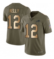 Womens Nike Buffalo Bills 12 Jim Kelly Limited OliveCamo 2017 Salute to Service NFL Jersey