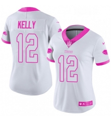 Womens Nike Buffalo Bills 12 Jim Kelly Limited WhitePink Rush Fashion NFL Jersey
