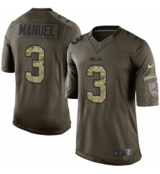 Nike Bills #3 E  J  Manuel Green Youth Stitched NFL Limited Salute to Service Jersey