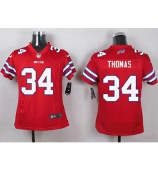 Nike Bills #34 Thurman Thomas Red Youth Stitched NFL Limited Rush Jersey