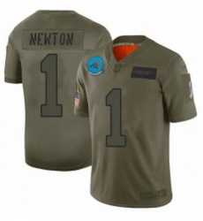 Men Carolina Panthers 1 Cam Newton Limited Camo 2019 Salute to Service Football Jersey