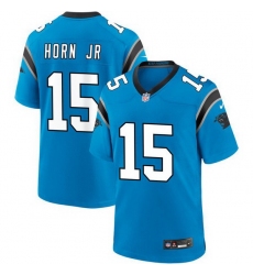 Men Carolina Panthers 15 Jimmy Horn Jr Blue 2025 Vapor Limited Stitched Football Jersey Men Carolina Panthers 15 Jimmy Horn Jr Blue 2025 Vapor Limited Stitched Football Jersey