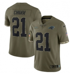Men Carolina Panthers 21 Jeremy Chinn Olive 2022 Salute To Service Limited Stitched Jersey