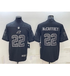 Men Carolina Panthers 22 Christian McCaffrey Black Reflective Limited Stitched