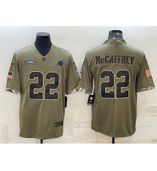 Men Carolina Panthers 22 Christian McCaffrey Olive 2022 Salute To Service Limited Stitched Jersey