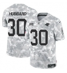 Men Carolina Panthers 30 Chuba Hubbard 2024 F U S E Arctic Camo Salute To Service Limited Stitched Football Jersey