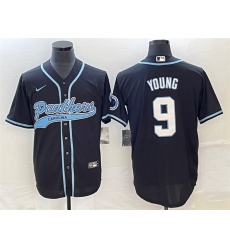 Men Carolina Panthers 9 Bryce Young Black With Patch Cool Base Stitched Baseball Jersey