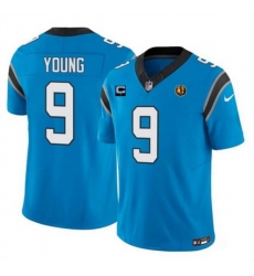 Men Carolina Panthers 9 Bryce Young Blue 2023 F U S E  With 1 Star C Patch And John Madden Patch Vapor Limited Stitched Football Jersey