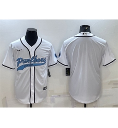 Men Carolina Panthers Blank White With Patch Cool Base Stitched Baseball Jersey