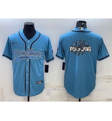 Men Carolina Panthers Blue Team Big Logo With Patch Cool Base Stitched Baseball Jersey
