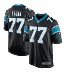 Men Nike Carolina Panthers Deonte Brown 77 Black Vapor Limited Jersey