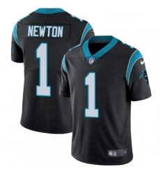 Mens Nike Carolina Panthers 1 Cam Newton Black Team Color Vapor Untouchable Limited Player NFL Jersey