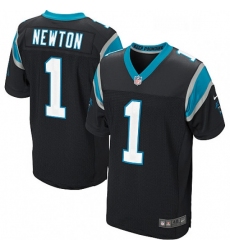 Mens Nike Carolina Panthers 1 Cam Newton Elite Black Team Color NFL Jersey
